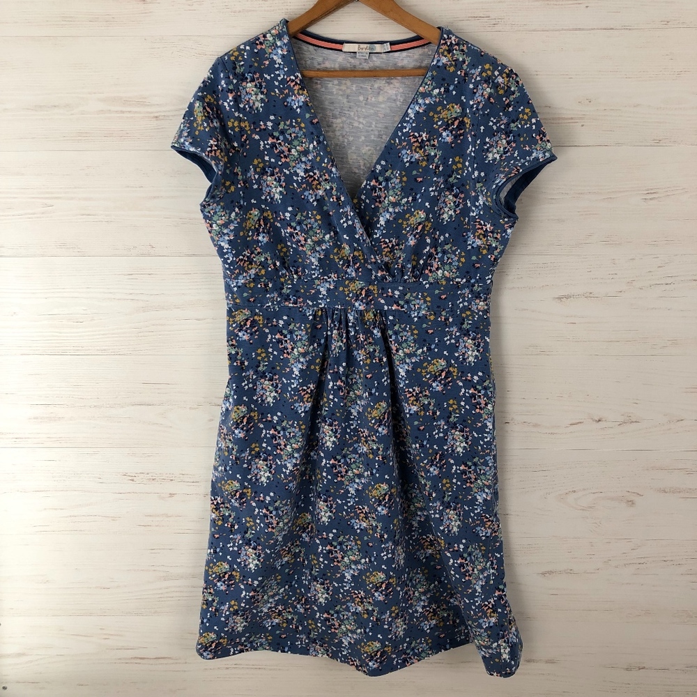 Boden casual jersey dress blue floral 12